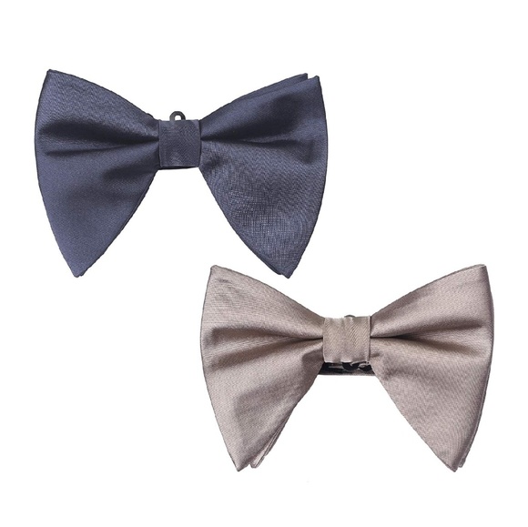 PiecesEtc Other - Mens Over Sized Satin Tuxedo Pre-Tied Bow Tie 2pc